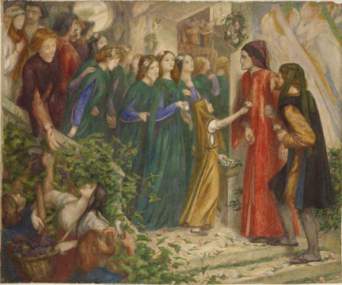 Rossetti - Beatrice ad un ricevimento di nozze nega il saluto a Dante